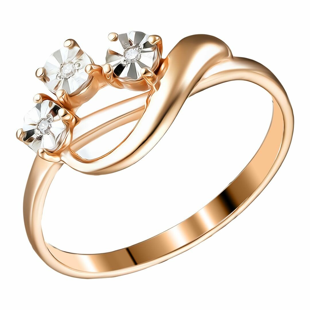 Перстень UVI Ювелирочка Серебряное кольцо 925 пробы с Бриллиантами, серебро, 925 проба, золочение, родирование, бриллиант