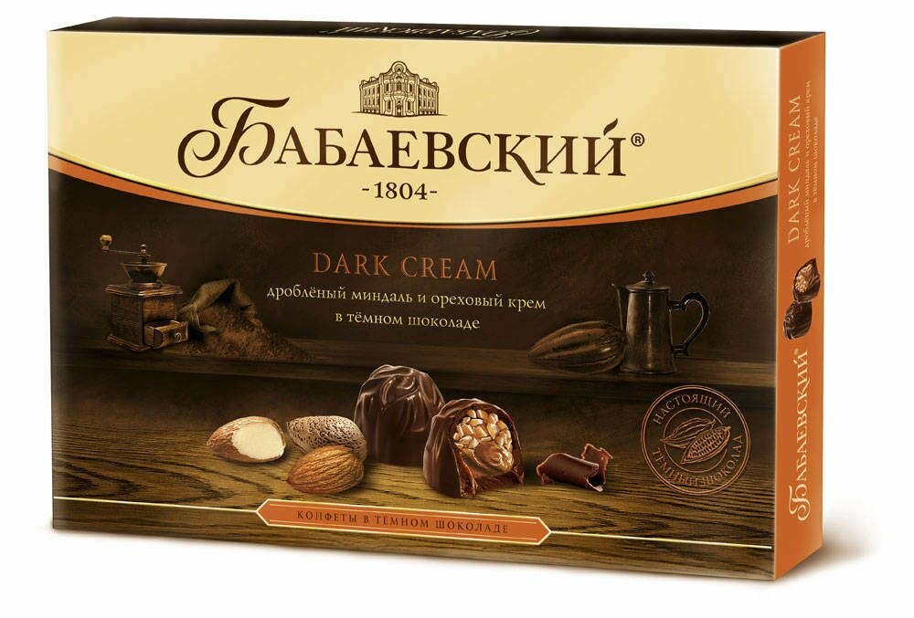 Набор конфет Бабаевский миндаль и ореховый крем в темном шоколаде, 200 г