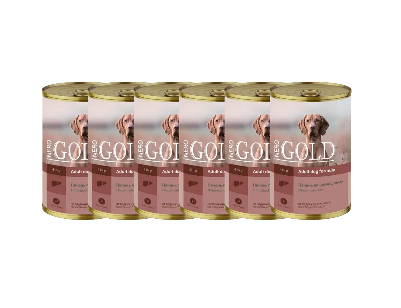 Nero Gold консервы для собак с печенью, кусочки в желе - 415 г х 6 шт.