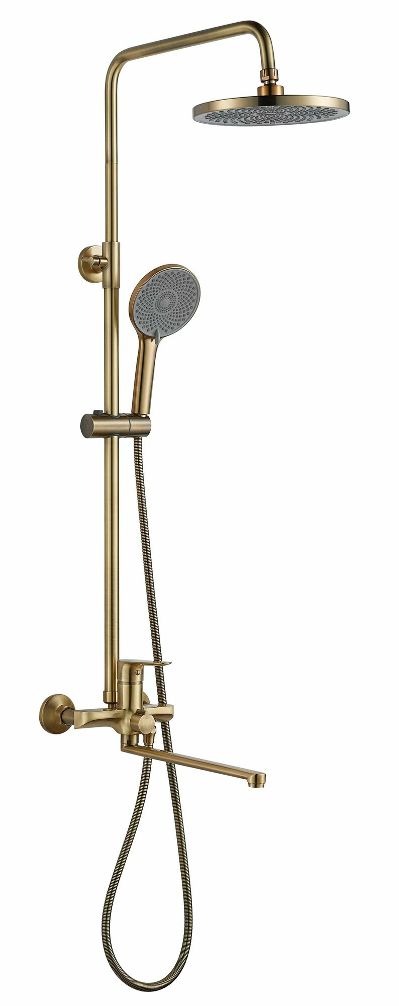 фото Душевая система со смесителем и тропическим душем/стойка/ Душевой гарнитур Oute Высота MAX 1400 мм. Цвет Бронза. Латунь.