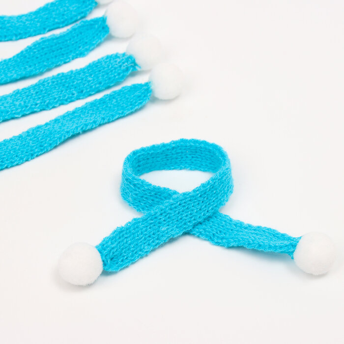 Шарфик для игрушек вязанный, набор 5 шт, размер 1 шт. — 27 × 2 см, цвет голубой