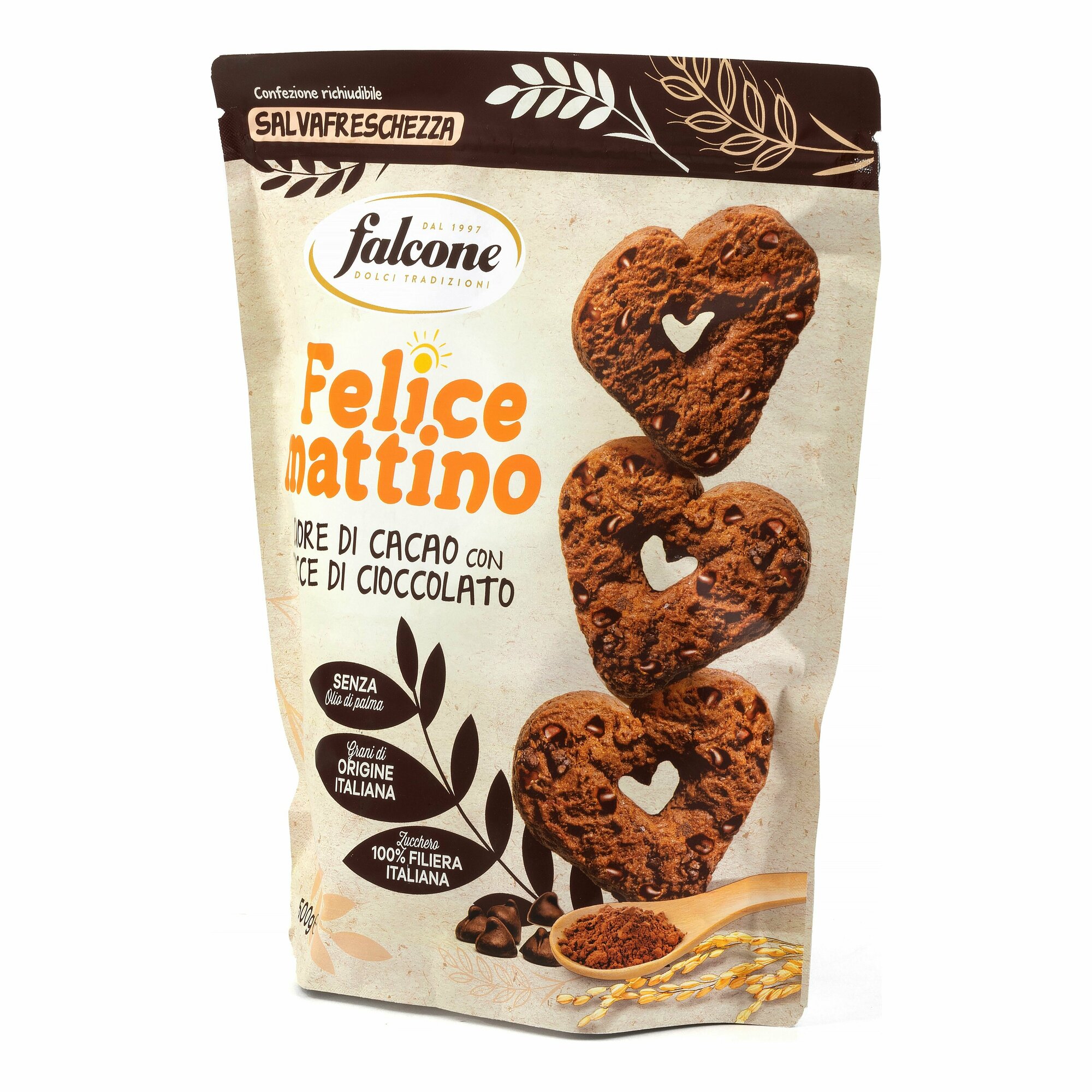 Печенье Falcone сдобное с какао и шоколадной крошкой, 500г
