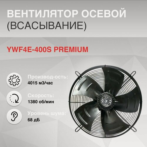 Изображение товара Вентилятор осевой YWF4E-400S всасывание PREMIUM 220V 4 полюса