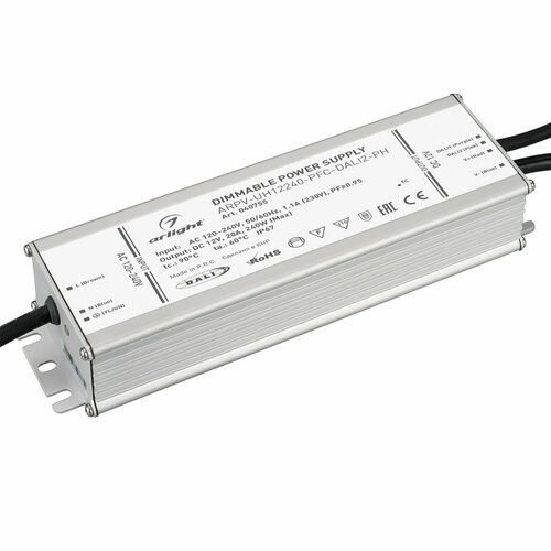 Блок питания ARPV-UH12240-PFC-DALI2-PH (12V, 20A, 240W) (Arlight, IP67 Металл, 7 лет) блок питания arlight arpv uh12240 pfc dali2 ph 12v 240w ip67 20a 040755