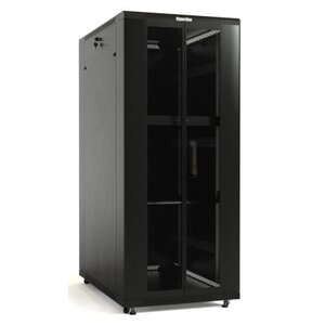 Hyperline TTB-4266-DD-RAL9004 Шкаф напольный 19-дюймовый, 42U, 2055x600х600 мм (ВхШхГ), передняя и задняя распашные перфорированные двери (75%), ручка с замком, крыша нового типа, цвет черный (RAL 9004) (разобранный)