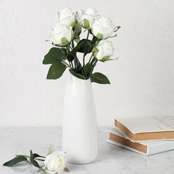Ваза для цветов и сухоцветов белая керамическая 20 см