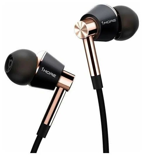 Наушники 1MORE Triple Driver In-Ear E1001, mini jack 3.5 mm, черный/золотой