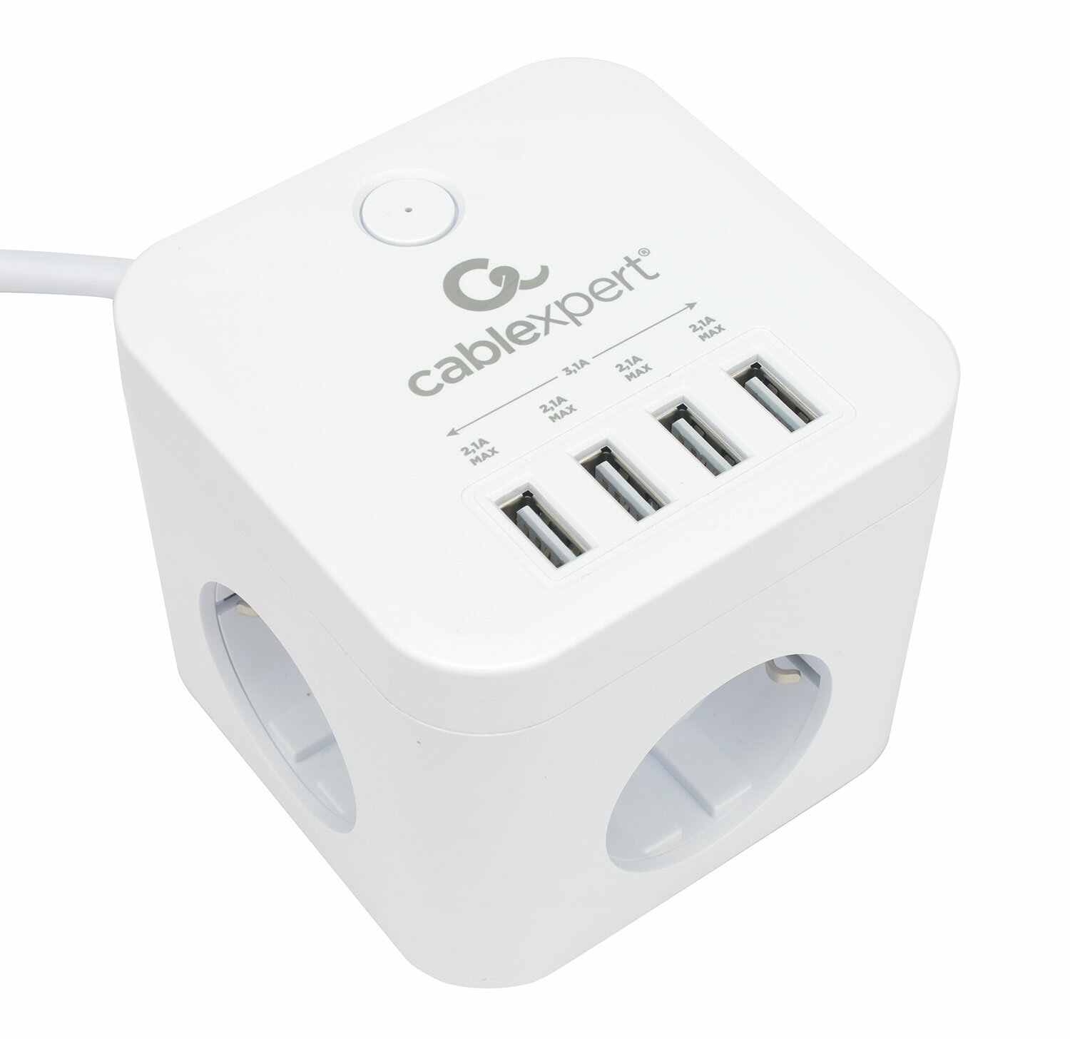 Сетевой фильтр Gembird Cablexpert Cube 3 Sockets 4хUSB 1.5m White CUBE-3-U4-W-1.5