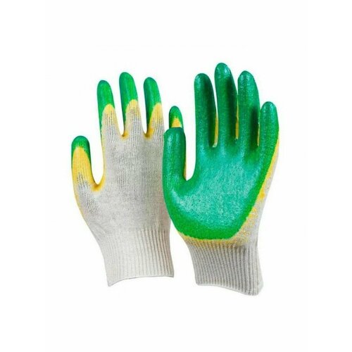 перчатки 2 ой облив зеленые Перчатки х/б с 2-м латексным покрытием 2-ой облив Количество в упаковке 10 пар цена за 10 пар
