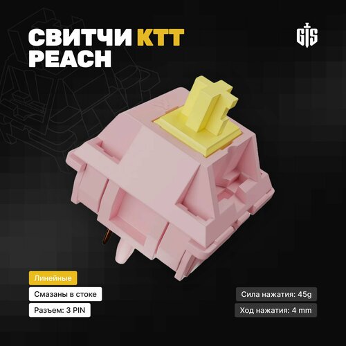 Переключатели (свитчи) для клавиатуры KTT Peach 10шт, линейные, 3-pin, 45 грамм