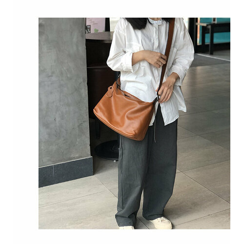 Сумка кросс-боди , фактура гладкая, коричнево-рыжий