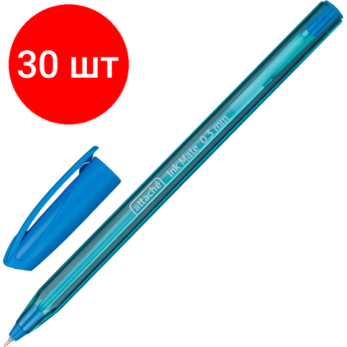 Комплект 30 штук, Ручка шариковая неавтомат. Attache Ink Mate ш0.5мм, лин0.3мм, син, масл