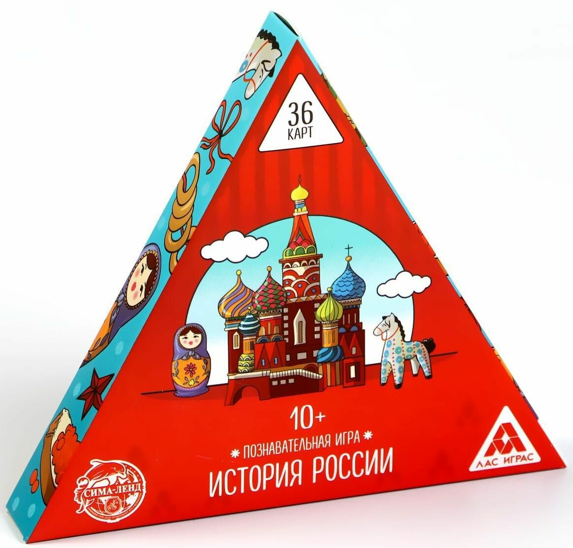 Познавательная настольная игра "История России", развивает кругозор, память и внимательность, собери пазл, 36 карточек