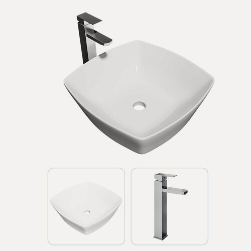 Изображение товара Раковина накладная для ванной Teymi Kati 43 в комплекте смеситель высокий хром F07288