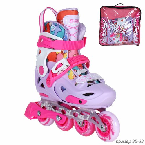 Роликовые коньки раздвижные COMIRON M PU колеса 35-38 розовые 6238₽