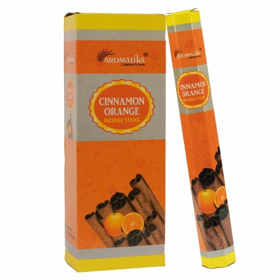 Aromatika CINNAMON ORANGE Incense Sticks (корица апельсин ароматические палочки, Ароматика), шестигранник, 20 г.