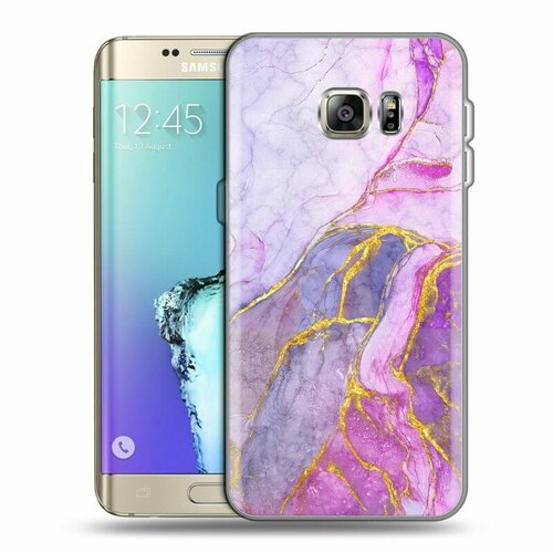 Дизайнерский силиконовый чехол для Самсунг S7 Edge / Samsung Galaxy S7 Edge Мрамор розовый