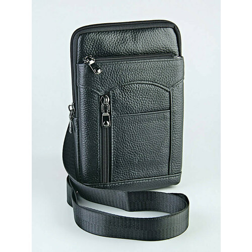 Сумка барсетка LeatherStyle, фактура гладкая, черный