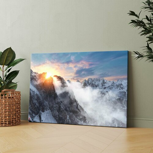 Картина на холсте Горы облака 4k пейзаж обложка счастье вершины 40x60 см Интерьерная на стену 1595₽