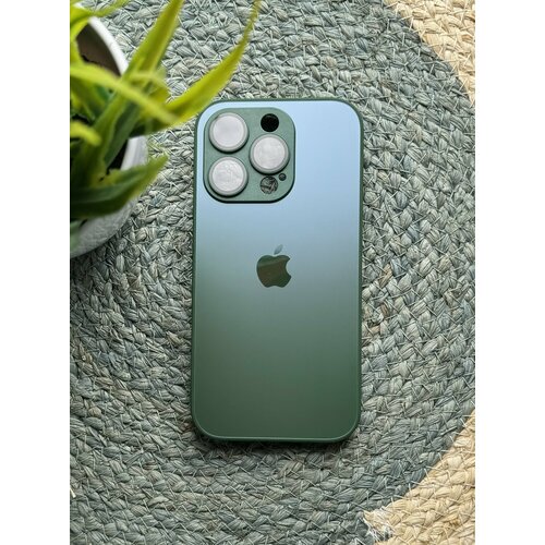 Чехол матовый AG Glass case Gangling Green для IPhone 14 Pro с функцией MagSafe