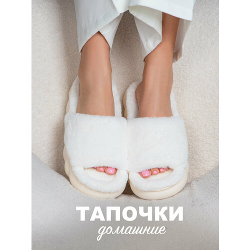 фото Тапочки glamuriki, размер 42-43, бесцветный, белый