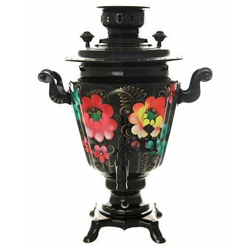 Самовар электрический 3 литра с художественной росписью Жостово на черном автоотключение 20900₽