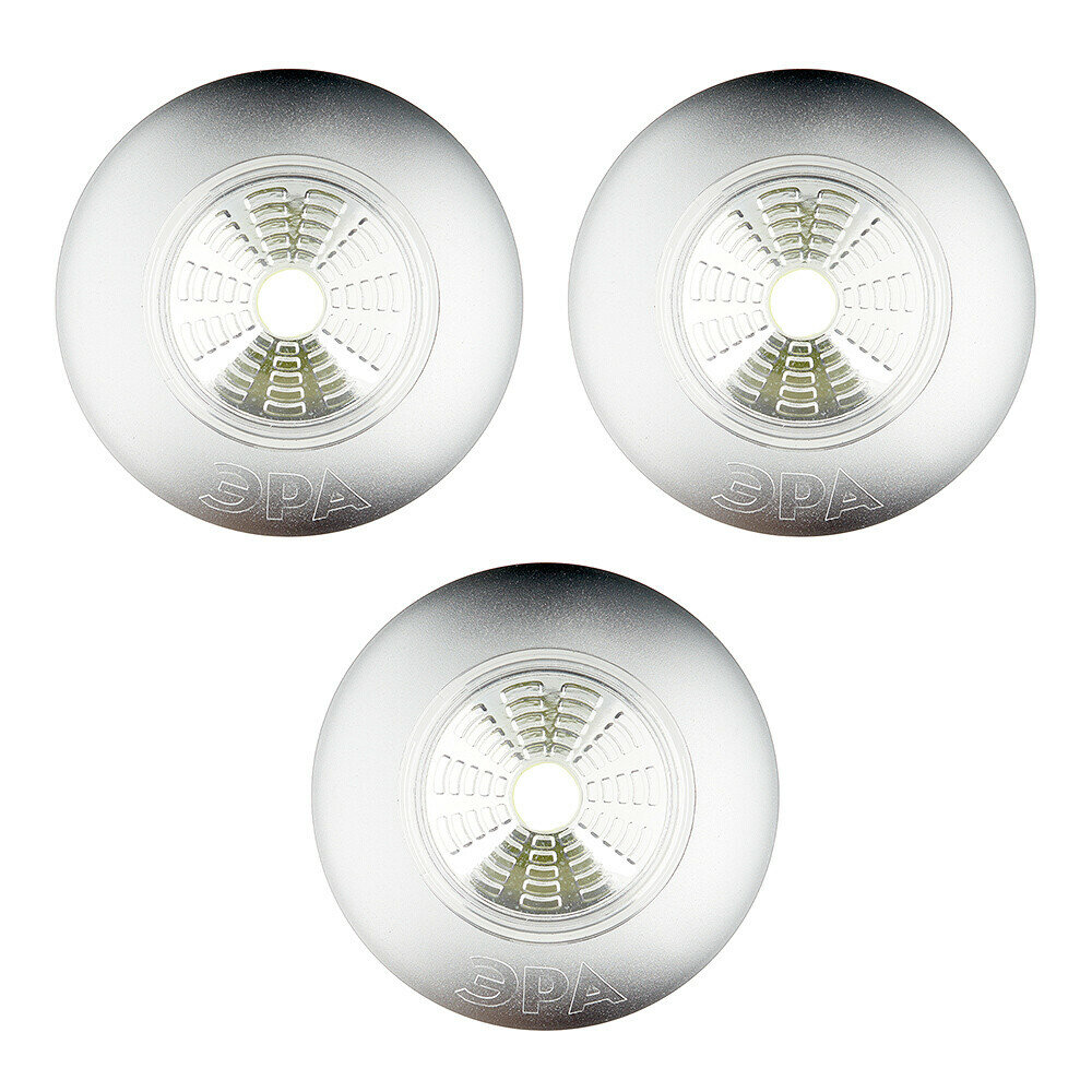 Фонарь пушлайт Эра светодиодный 1 LED 1 Вт на батарейках AAA пластик самоклеящийся (Б0031043)