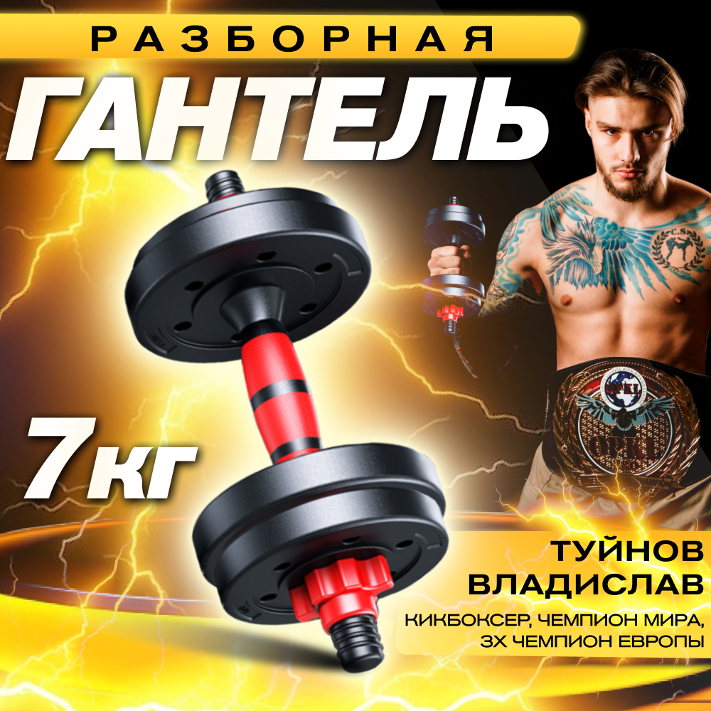 Гантель титан разборная для фитнеса 1 шт. по 7 кг