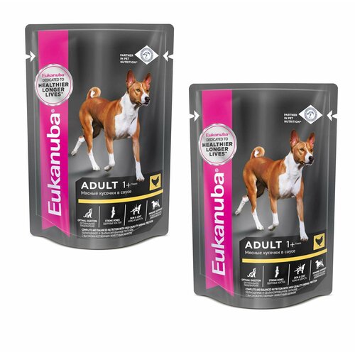 Eukanuba ADULT ALL BREED CHICKEN пауч влажный корм для взрослых собак всех пород, курица в соусе, 100 гр, 2 уп