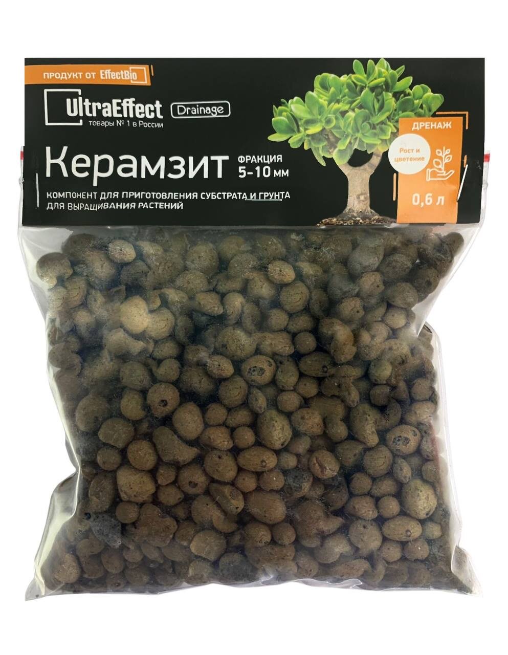 фото Дренаж классический керамзитовый UltraEffect EcoLine - Керамзит фр. 5-10мм 0,6 литра