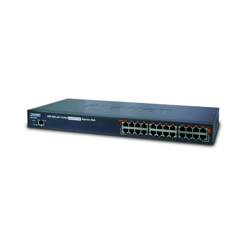 Инжектор/ PLANET 12-Port 802.3at Managed Gigabit Power over Ethernet Injector Hub (full power - 200W)