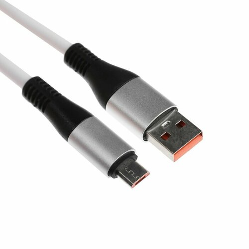 Кабель MicroUSB - USB, 2.4 A, оплётка TPE, утолщенный, 1 метр, белый зарядный кабель rocket flex usb a micro usb 1м оплётка tpe