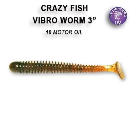 Силиконовая приманка мягкая съедобная Crazy Fish Vibro Worm 3" 75 мм 11-75-10-6 5 шт.