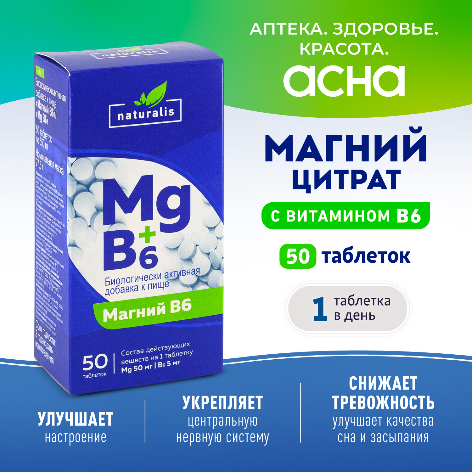 Naturalis Магний+В6 таблетки 90 шт