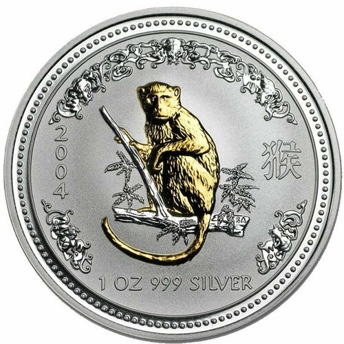 1 доллар 2004 Австралия Год обезьяны Позолота клуб нумизмат монета доллар австралии 2004 года серебро елизавета ii