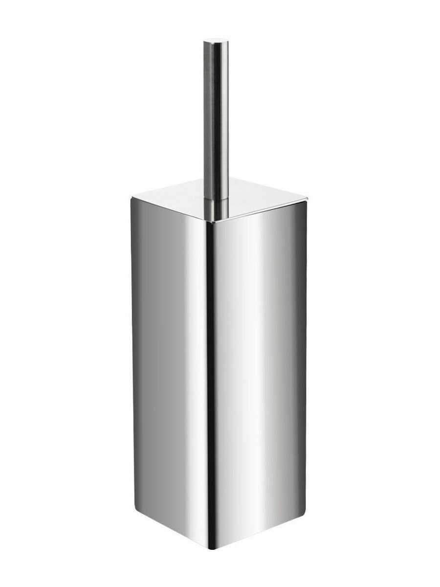 фото Ёрш для унитаза напольный, квадратный, премиум, с изогнутым ёршиком, из нержавеющей полированной стали 201