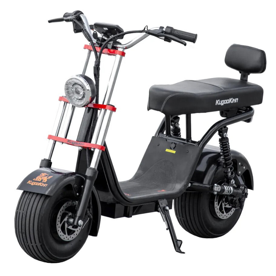 Электроскутер Kugoo Kirin C2 1000W 48V/15Ah, двухместный. Черный