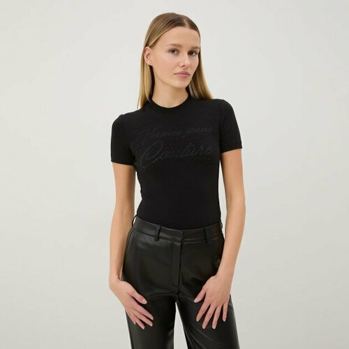 Футболка Versace Jeans Couture, размер XS, черный msgm script logo neck