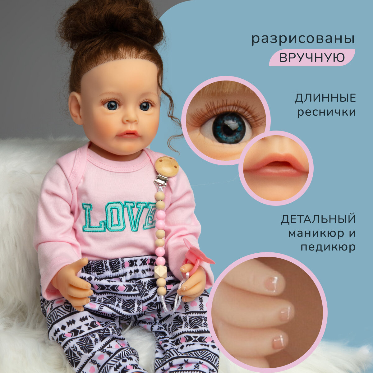 Кукла Реборн девочка Кристина силиконовая Игрушка Пупс Подарок для девочки 55 см — фото 1