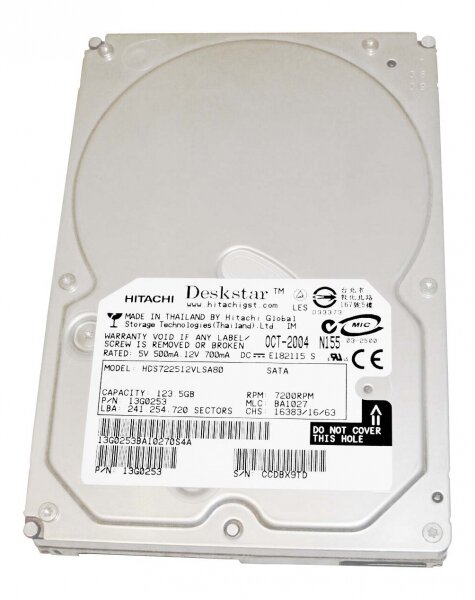 Жесткий диск Hitachi HDS722512VLSA80 123,5Gb 7200 SATA 3.5" HDD
