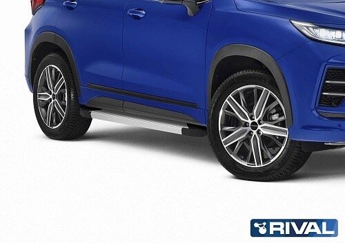 Порог-площадка "Silver" F180AL, крепеж, RIVAL, для Chery Tiggo 7 2019-2020, (арт. F180AL.0905.2)