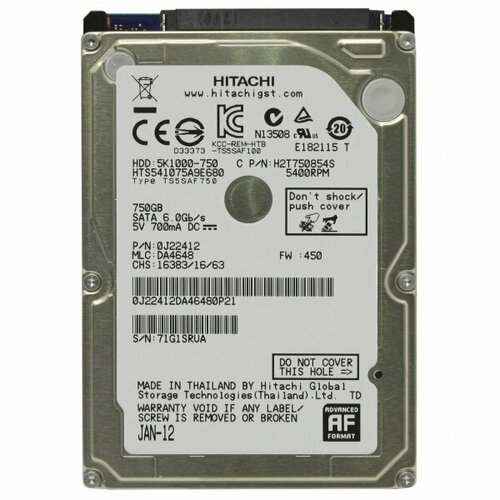Жесткий диск Hitachi 0J22412 750Gb 5400 SATA 25 HDD 6170₽