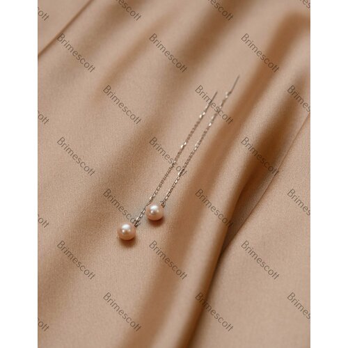 Серьги , жемчуг пресноводный культивированный, серебряный, белый