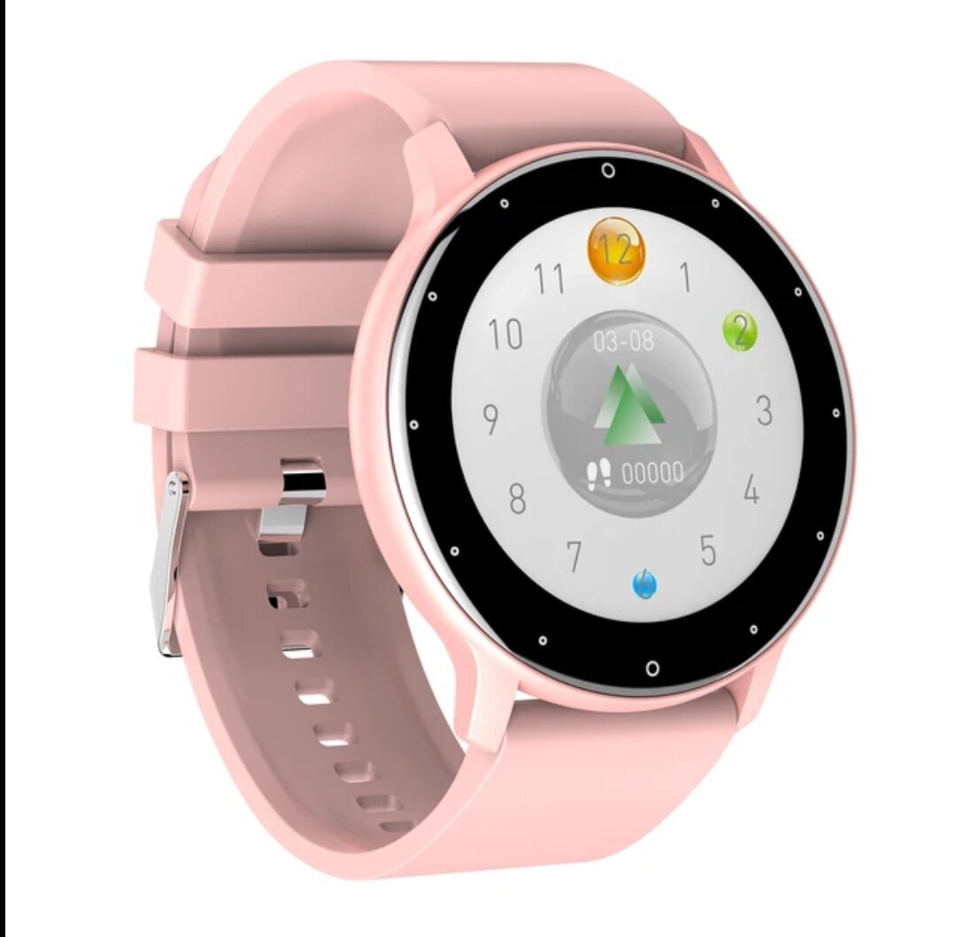 Смарт часы фитнес здоровье для смартфонов Iphone и Android розовые.