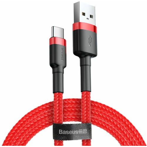 Кабель USB-C BASEUS Cafule, Type-C - Type-C, 3A, 1 м, красный