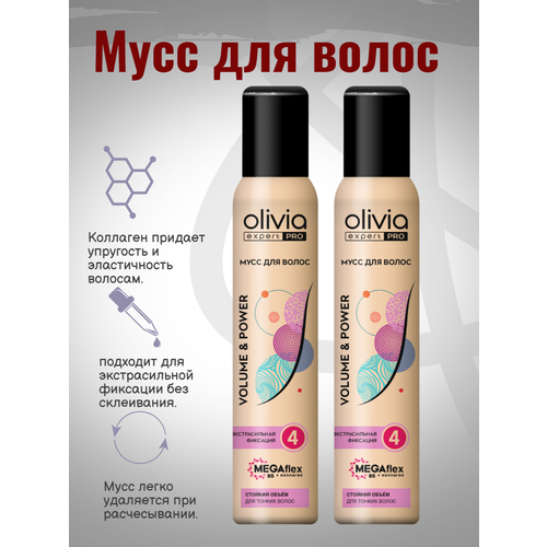 Мусс для волос Olivia Volume Power экстрасильной фиксации 150мл 2шт 690₽