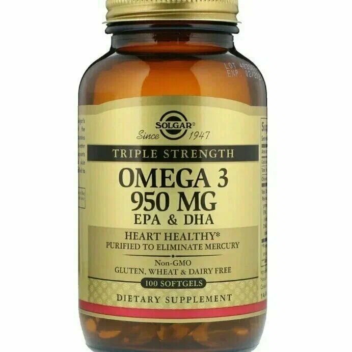 Solgar, Omega 3 "Омега-3", 950 мг, 100 капсул.