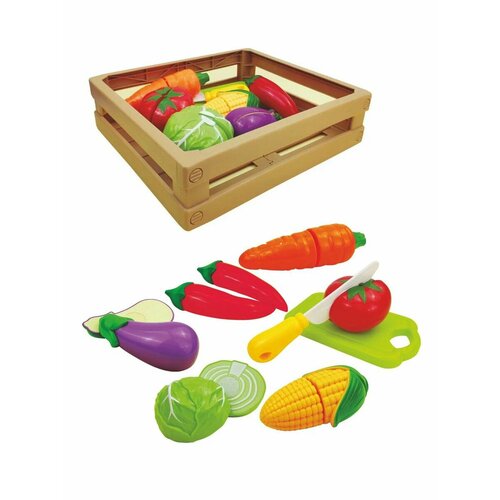 Игровой набор Овощи на липучке (9 предметов) в ящике, 1276B овощи в ящике 9 предметов