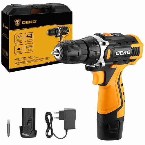 Аккумуляторная дрель-шуруповерт DEKO DKCD12V в кейсе 12В 2х15Ач 3555₽