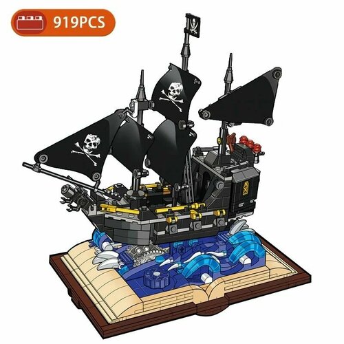 конструктор pirates пираты карибского моря черная жемчужина 858 деталей 19001 ребенку Конструктор Пираты Карибского моря, Черный пиратский корабль, 919 деталей